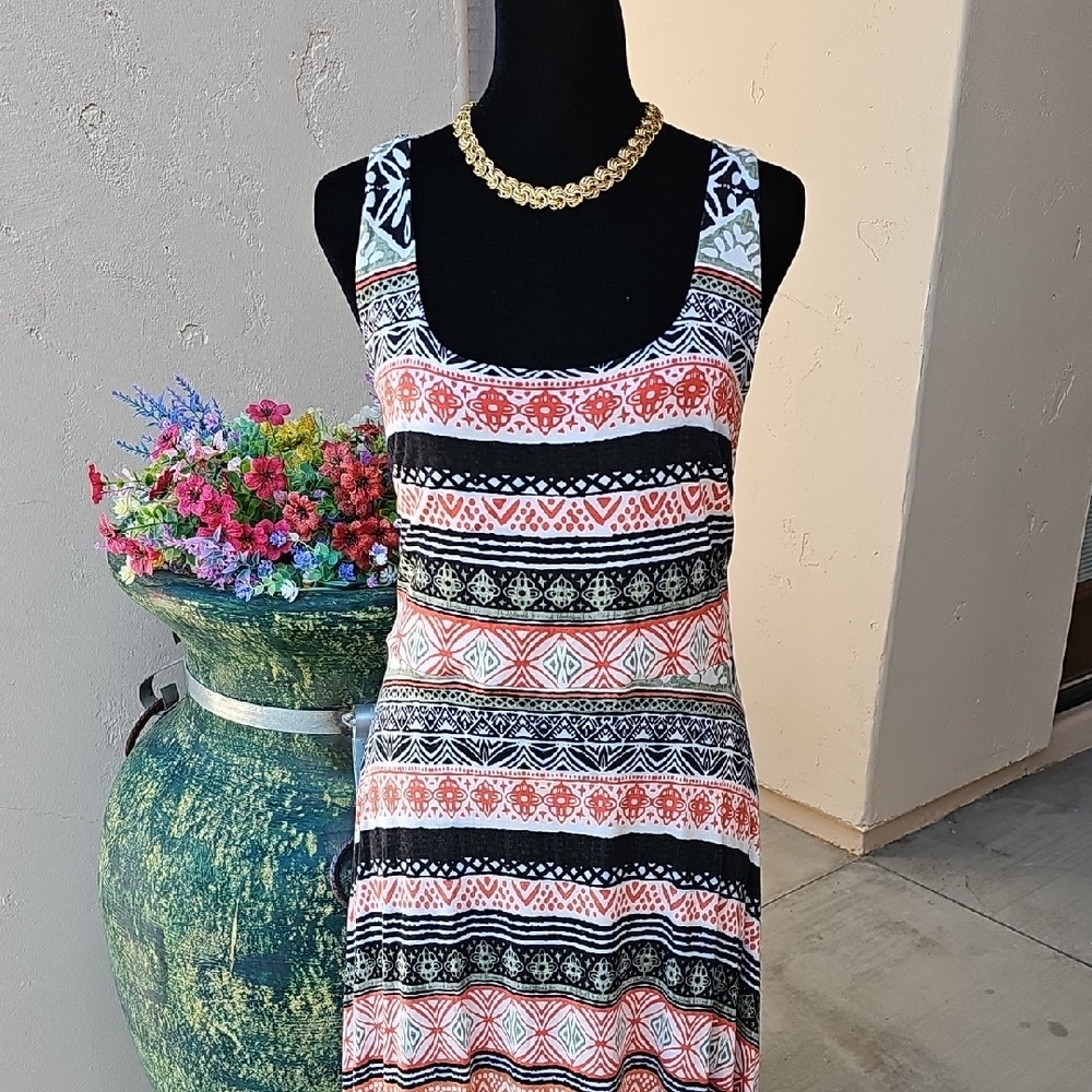 Ann Taylor Geometric pattern Sleeveless Midi Sundress size 12